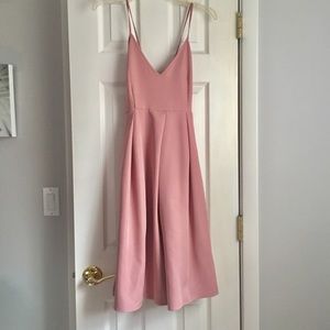 NWT Eliacher Blush Pink Backless Midi Flare Dress
